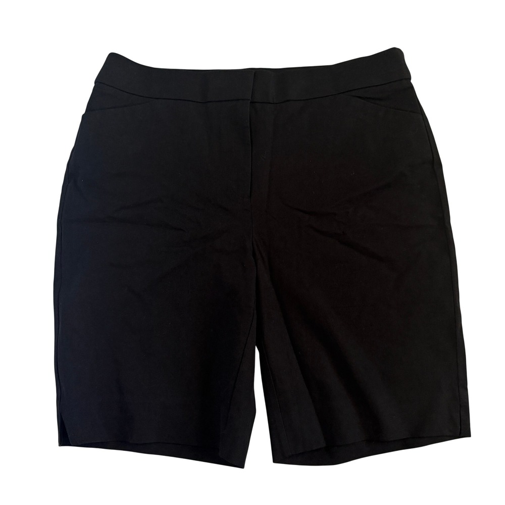 Chico's Black Bermuda Shorts Size 1.5 US 10 Cotton Blend Stretch Knee Length